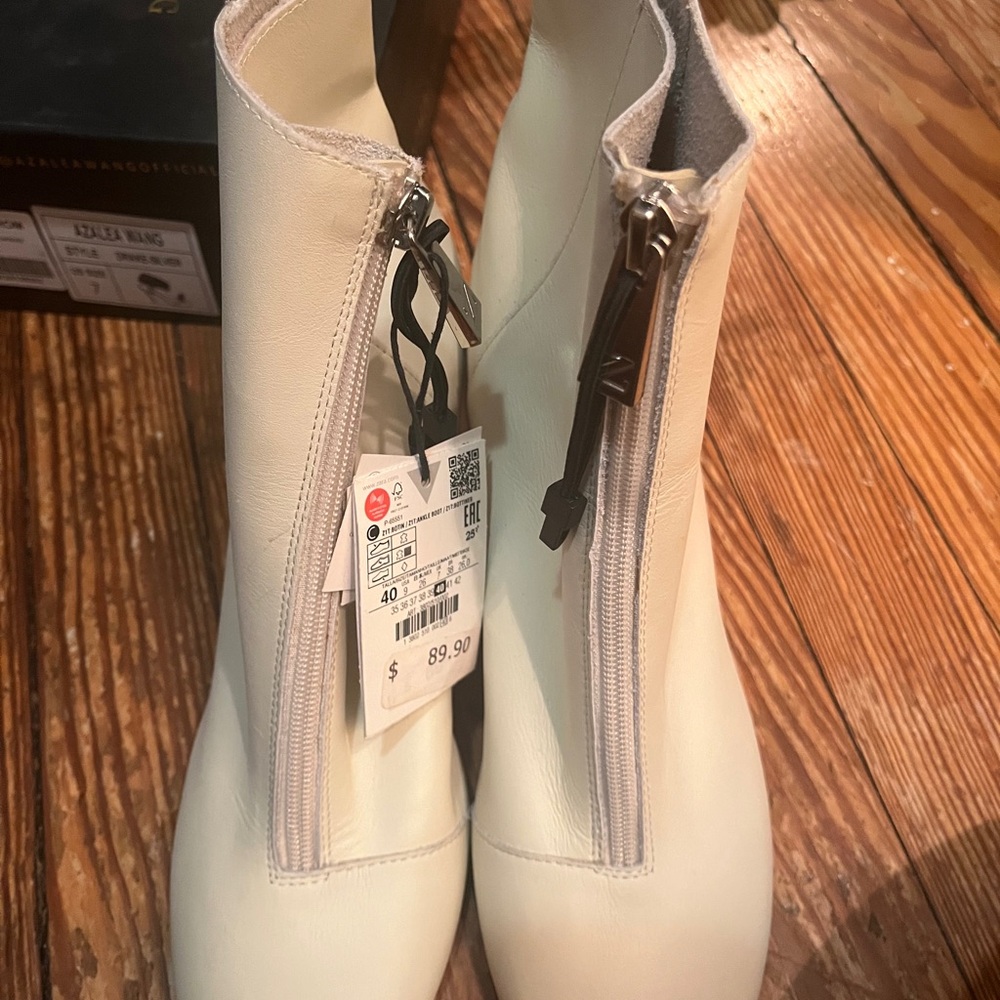 Zara Cream Ankle Boots with Zipper